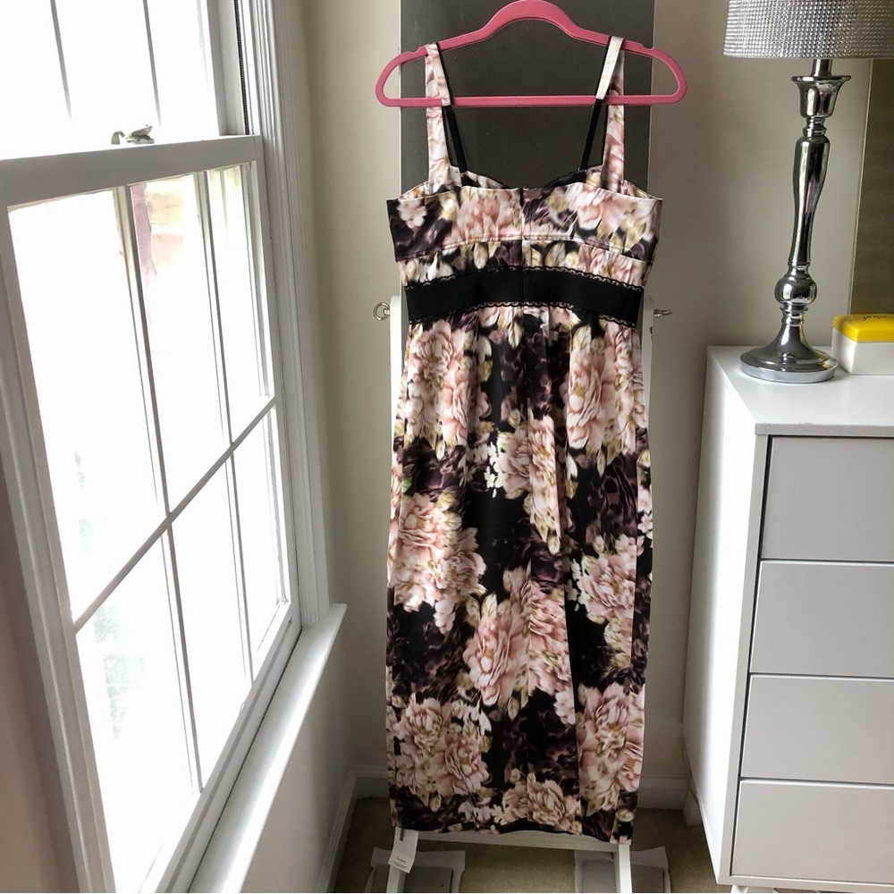 🤩💕 Sz8 Reformation The Collection Silk Pink on Black floral dress - Picture 6 of 15